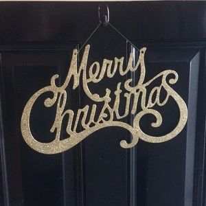 Merry Christmas holiday gold sparkle letter decor